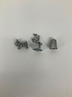 Monopoly Money Game Replacement Parts Tokens 3 Pieces Total Thimble, Scottie Dog